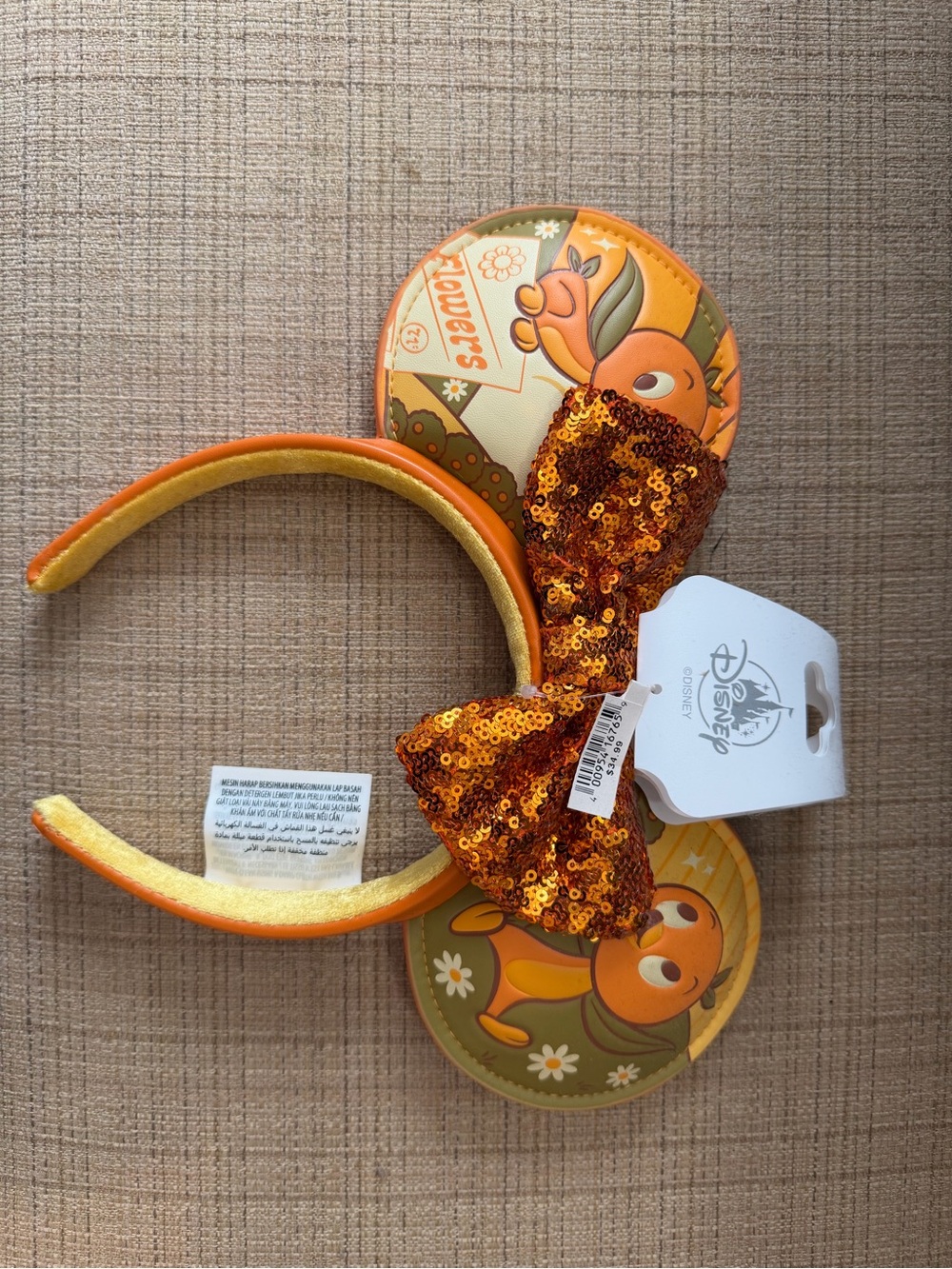 Disney Orange Bambi Sequin Bow Ear Headband